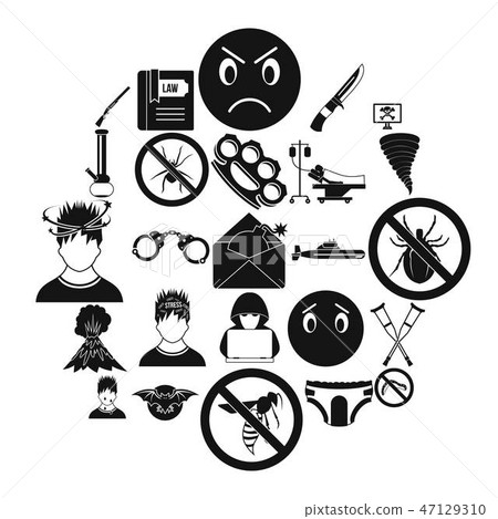 Phobia icons set, simple style 47129310