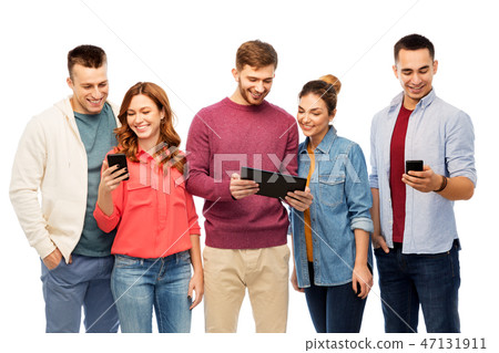 friends with smartphones and tablet computer friends with smartphones and tablet computer 47131911