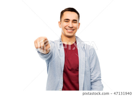 man pointing finger to you over white background 47131940