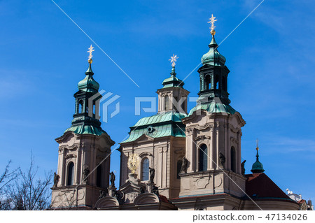 Towers of the St. Nicolas Church located in Prague Towers of the St. Nicolas Church located in Prague 47134026