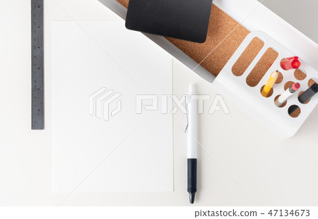 Top view white paper note on modern office 47134673