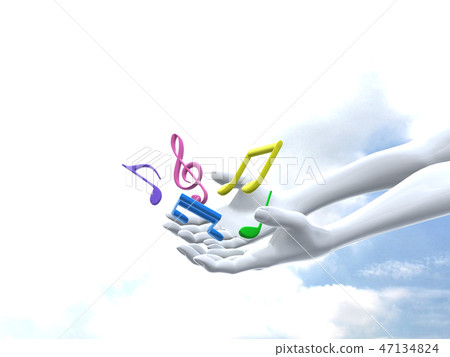 CG 3D illustration 3D design mark symbol music musical note hand arm empty copy space CG 3D illustration 3D design mark symbol music musical note hand arm empty copy space 47134824