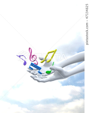 CG 3D illustration 3D design mark symbol music musical note hand arm empty copy space CG 3D illustration 3D design mark symbol music musical note hand arm empty copy space 47134825