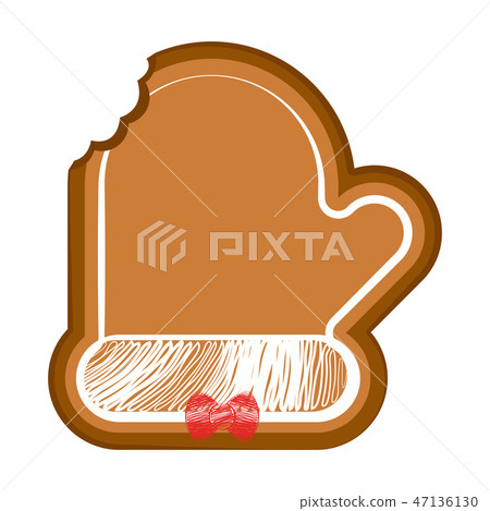 Isolated bitten christmas glove gingerbread Isolated bitten christmas glove gingerbread 47136130