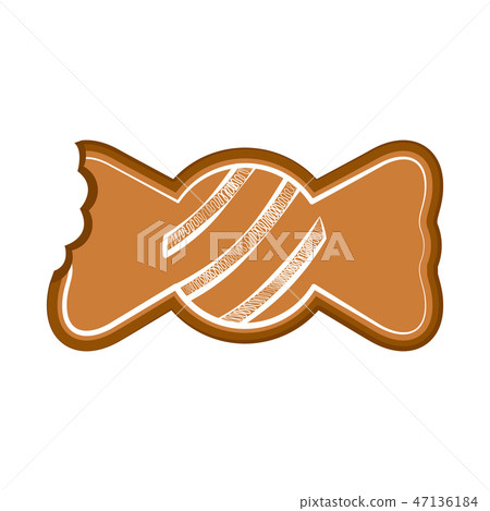 Isolated bitten bowtie gingerbread Isolated bitten bowtie gingerbread 47136184