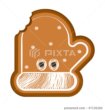 Isolated bitten christmas glove gingerbread Isolated bitten christmas glove gingerbread 47136260
