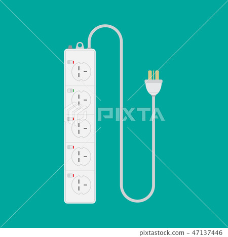 Extension Lead on iSolated Green Background. 47137446