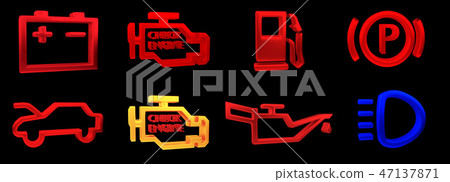 3D rendering. Collection of car dashboard panel...-插圖素材 [47137871 ...