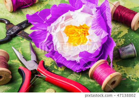 Colourful handmade paper flowers Colourful handmade paper flowers 47138802
