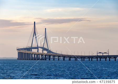 Incheon Bridge. Sea and Incheon Bridge. Incheon Bridge. Sea and Incheon Bridge. 47139875
