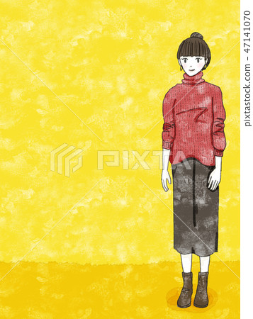 針織女孩黃色 47141070