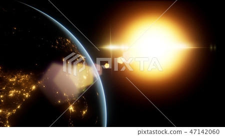 Amazing Sunrise Over The Earth. 47142060