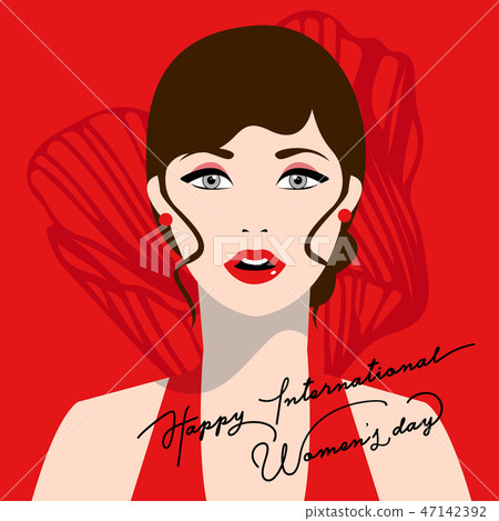 Elegant woman illustration card for woman's days 47142392
