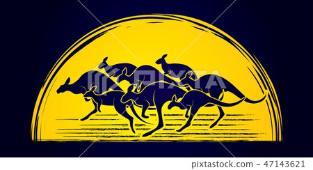 Group of kangaroo jumping graphic vector Group of kangaroo jumping graphic vector 47143621