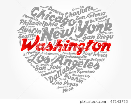 List of cities and towns in USA, word cloud 47143753
