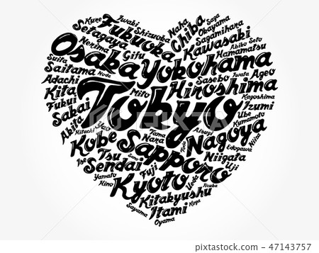 List of cities and towns in Japan, word cloud 47143757