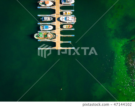 Top view. Boats in port marina Top view. Boats in port marina 47144102