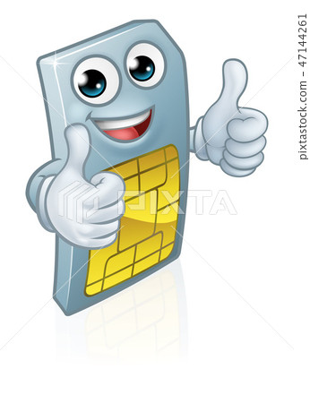 Sim Card Mobile Phone Thumbs Up Cartoon Mascot Sim Card Mobile Phone Thumbs Up Cartoon Mascot 47144261