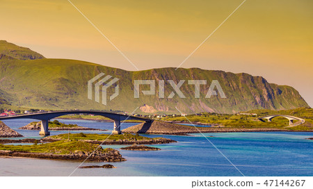 Road and bridge over sea., Lofoten Norway Road and bridge over sea., Lofoten Norway 47144267