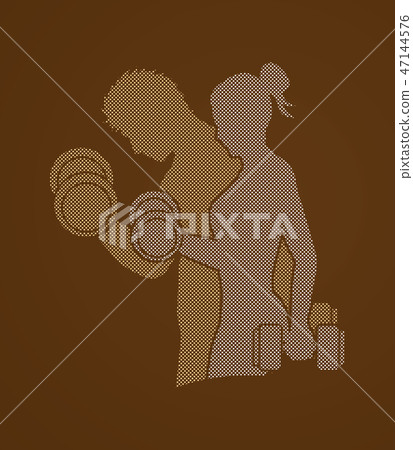 Man and Woman exercise with dumbbell vector - Stock Illustration ...