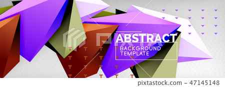 Triangles polygonal background, vector 3d poly template 47145148