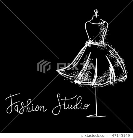 Logo Fashion studio. Custom handmade calligraphy, Vector brush lettering for fashion salon. 47145149