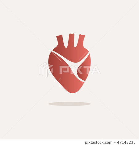 Human heart icon with shade on a white background - Stock Illustration ...