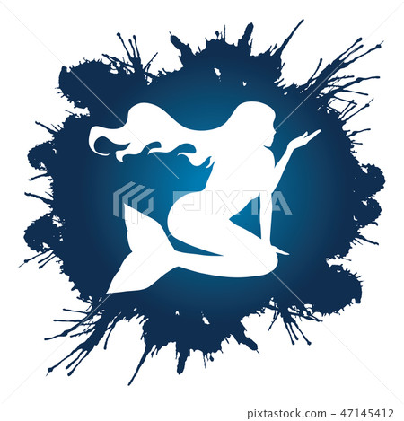 Mermaid sitting shape graphic vector 47145412