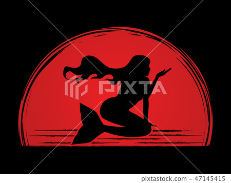 Mermaid sitting shape graphic vector Mermaid sitting shape graphic vector 47145415