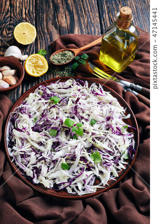 Malfouf Salad, Lebanese Cabbage Slaw in a bowl 47145441