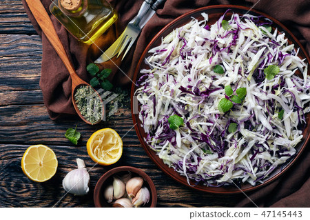 Malfouf Salad, Lebanese Cabbage Slaw in a bowl 47145443