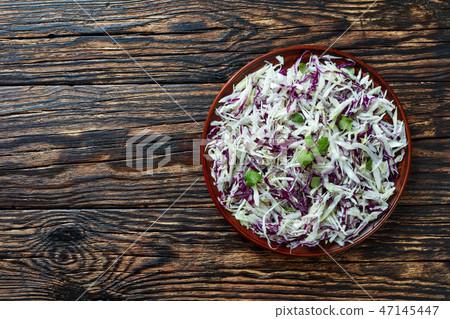 Malfouf Salad, Lebanese Cabbage Slaw, close-up Malfouf Salad, Lebanese Cabbage Slaw, close-up 47145447