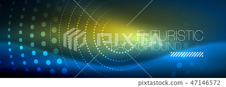 Glowing neon circle line dots, round line design, abstract style on black background. Neon abstract Glowing neon circle line dots, round line design, abstract style on black background. Neon abstract 47146572