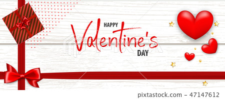 Valentines Day wood 3d vector background 47147612