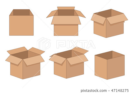 Carton delivery and storage packaging open box set. Vector illustration isolated on white background Carton delivery and storage packaging open box set. Vector illustration isolated on white background 47148275
