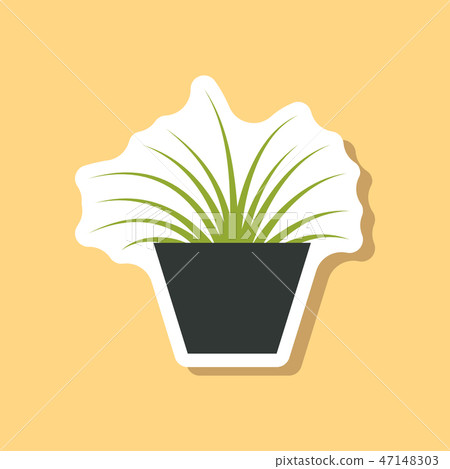 paper sticker on stylish background flower in pot aloe paper sticker on stylish background flower in pot aloe 47148303