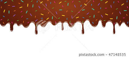 sweet melting chocolate icing with colorful sprinkles on white sweet melting chocolate icing with colorful sprinkles on white 47148535