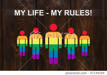 Six colored paper men. Lgbt pride concept Six colored paper men. Lgbt pride concept 47149384