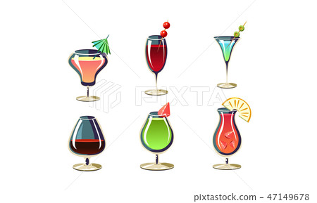 Cartoon Vector Set Of Various Cocktails In Stock Illustration 47149678 Pixta