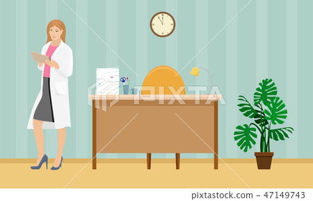Woman doctor in a white coat with a folder Woman doctor in a white coat with a folder 47149743