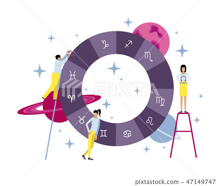 Vector illustration with small people. 47149747