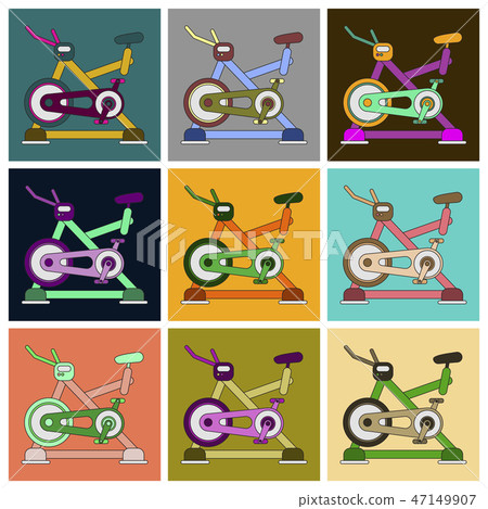 Set of Icons in flat design Bicycle exercise 47149907