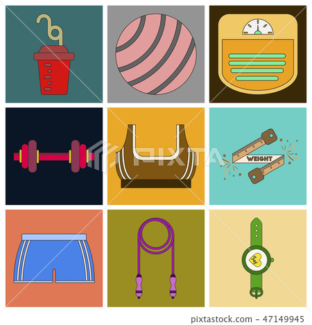 Set of Icons in flat design Fitness equipment - Stock Illustration ...