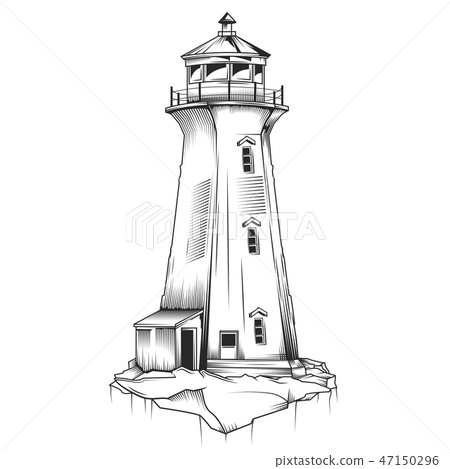 Isolated illustration of old lighthouse 47150296