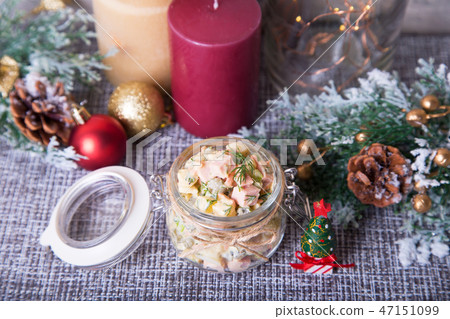 Traditional New Year Russian salad Olivier 47151099