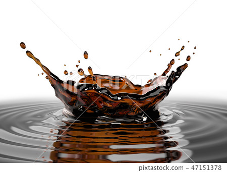 Liquid coffee crown splash close up. On white. 47151378