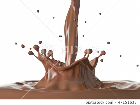 Liquid chocolate crown splash. Side view On white. Liquid chocolate crown splash. Side view On white. 47151635