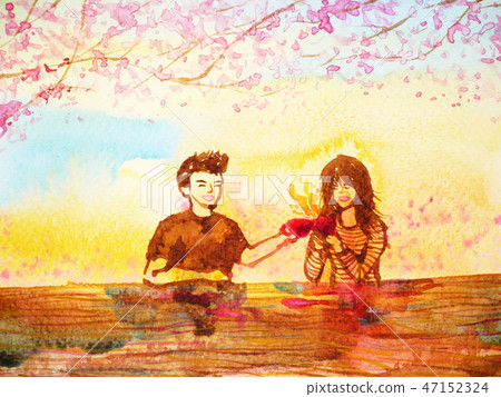 couple lover drinking coffee in the morning 47152324