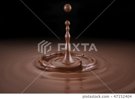 Chocolate drop splash in chocolate sauce pool. 47152404