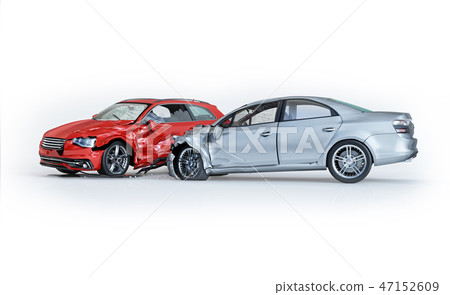Two cars crashed in accident. Side view. 47152609